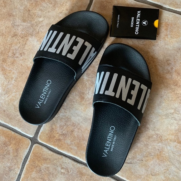 VALENTINO by Mario Irene Logo Leather Slides - Picture 3 of 7